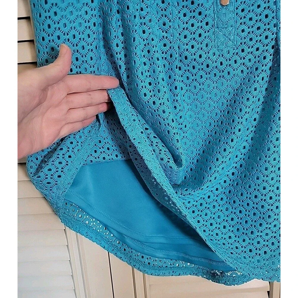 Ladies Westport Brand Blue Lace Blouse Size Small ~ Summer Fun